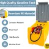 TECSPACE 58 Gallon Gasoline Tank, Portable Fuel Tank with 12V Electric Fuel Transfer Pump, 40 GPM Gasoline Fuel Tank with 4 Meters Hose for Gasoline Transportation (Yellow, 58 gal)