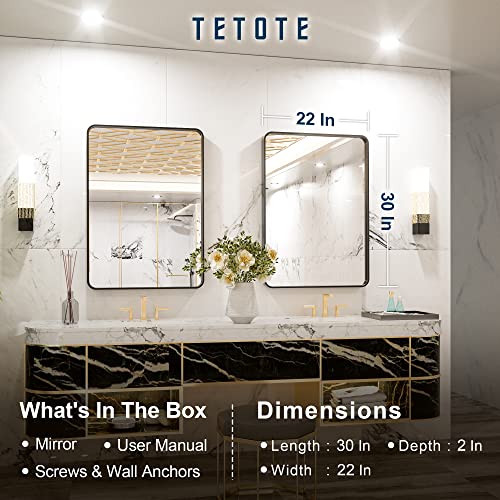 00b3502feed1426285c15454834dbe2c TETOTE Black Framed Mirrors for Bathroom, 22x30 Inch Brushed Metal Frame Wall Mounted Mirror