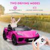 12V Kids Ride on Car Licensed Corvette Battery Powered Car Toddles Electric Sports Car Toy with Remote Control, Visual Dashboard, LED Lights, Music, Gifts for Boys Girls, Rose Red