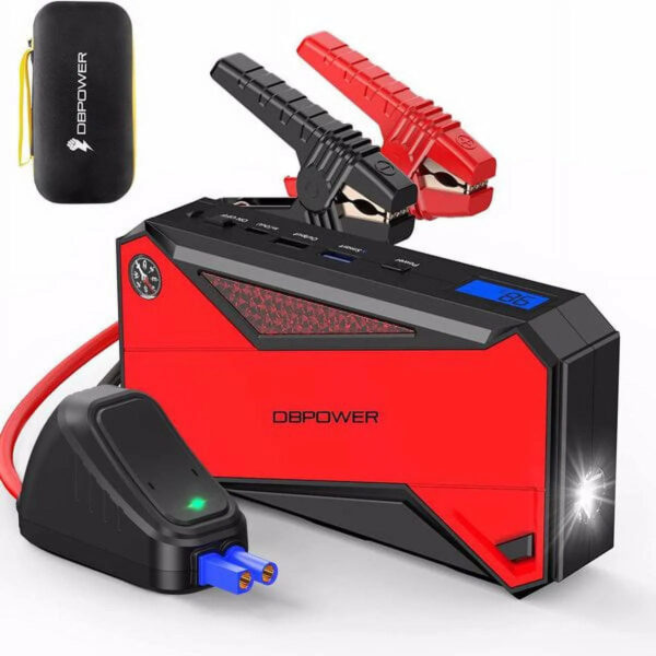 02befdcbc2434277a3f284fb1f474e00 Peak 1600A 18000mAh Car Battery Jump Starter, up to 7.2 Gas, 5.5L Diesel Engines, Portable Battery Booster with Smart Charging Port, LCD Display, Intelligent Jumper Clamps, DJS90, Red Black