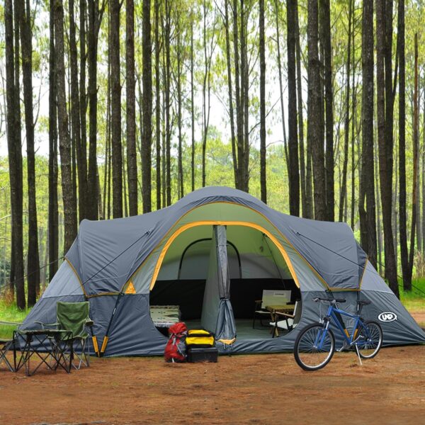 031a6795c5af4cc88d2c1a5bbcebc455 UNP Camping Tent 10-Person-Family Tents, Parties, Music Festival Tent, Big, Easy Up, 5 Large Mesh Windows, Double Layer, 2 Room, Waterproof, Weather Resistant, 18ft x 9ft x78in