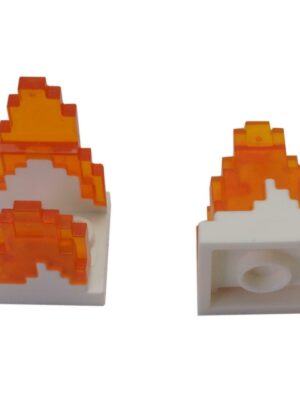 2 NEW LEGO Plate,Modified 2 x 2,2 Studs in Center,Trans Orange Fire White