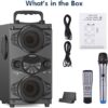 Speakers, 60W Portable Wireless Loud Outdoor Home Party Bluetooth Speaker with Subwoofer, FM Radio, LED Colorful Lights, Microphone, Remote and Big Powerful Stereo Deep Bass Sound Boombox