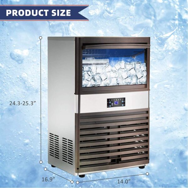 06b9272bdfa3463bb587979661ec195e YUTGMasst Commercial Ice – 110LBS/24H Stainless Steel Free-Standing Ice Machine Maker Air Cooling Ice