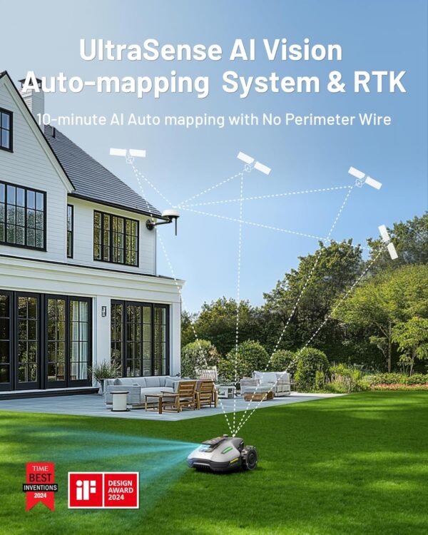 06d493e9eb36464292a4720df27a8cf5 YUKA Mini 500H Robot Lawn Mower Reception 0.12 Acre, Max. 0.17 Acre, Ultrasense AI Vision+ RTK Positioning, Auto Mapping, App Control,45% Slope, Cutting Height 2''~3.5'', 3 Mowing Zones