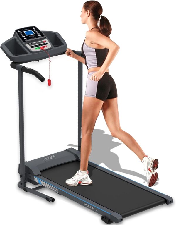 06e16b1e2e1643598ee3afb6656096ff SereneLife Folding Treadmill - Foldable Home Fitness Equipment with LCD for Walking & Running - Cardio Exercise Machine - Preset and Adjustable Programs - Bluetooth Connectivity