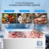 3.5 Cubic Feet Chest Freezer with 2 Removable Baskets Free Standing Top Open Door Compact Freezer with Adjustable Temperature for Home/Kitchen/Office/Bar (3.5 Cubic Feet, White)