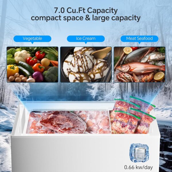 077e2840f8d24b62b8dcc71395f1297b 3.5 Cubic Feet Chest Freezer with 2 Removable Baskets Free Standing Top Open Door Compact Freezer with Adjustable Temperature for Home/Kitchen/Office/Bar (3.5 Cubic Feet, White)