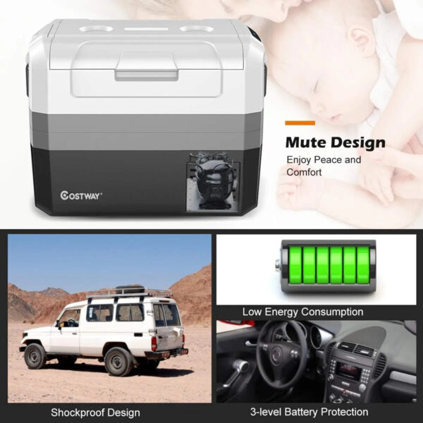 08fd06f7ae304ca68bedb6542a26056a Portable Car Refrigerator, -14.8℃ to 50℃, 58-Quart Compressor Travel Fridge with Two-way Open Door, Operating Panel, Groove Design, Compact RV Freezer and Cooler for Outdoor and Home Use