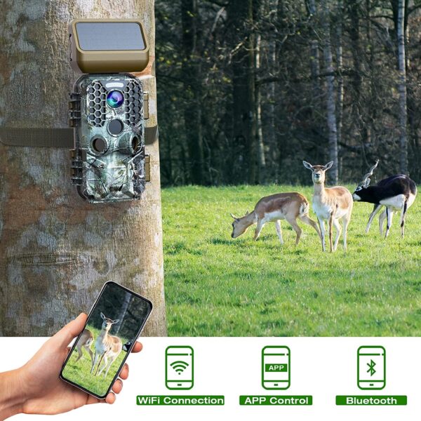 0979c676e96546eeb22cf01e038dbb3e T200 4K 30MP Solar panel Trail Camera with WiFi Bluetooth