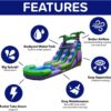 16’ Purple Tropical Lightweight Premium Commercial Grade Water Slide Inflatable with Attached Pool for Kids and Adults (with Blower), Wet Dry Use, Summer Fun