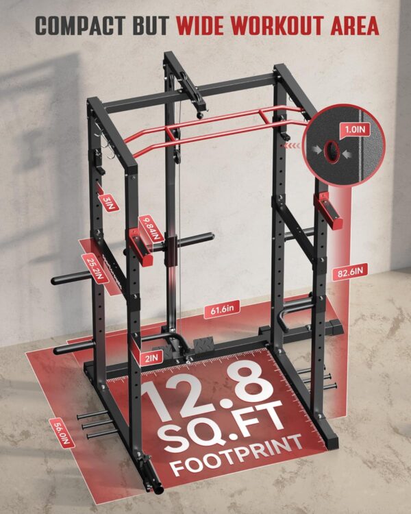 0a2b429889f44569b051aa0eed39aed5 Sportsroyals Power Cage,1600lbs Multi-Function Power Rack with Adjustable Cable Crossover System and More Training Attachment, Weight Cage for Home Gym