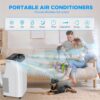 Portable Air Conditioner Cools Up to 700 Sq.Ft, 3-IN-1 Energy Efficient Portable AC Unit with Remote Control & Installation Kits for Large Room, Campervan, Office, Temporary Space