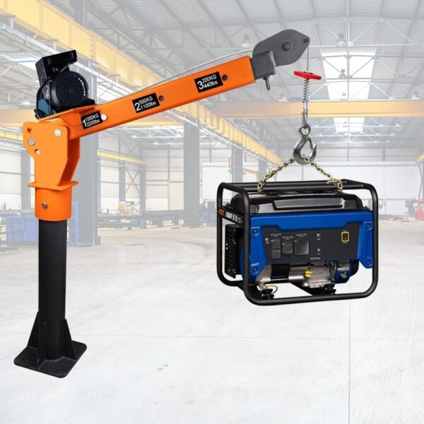 0af72d81d0e649d1a12082754b1ac47e 1100lb Folding Dismountable Household Hoist Truck Crane with Electric Hoist (110V) – 880lb Pulling Force, Jib Cranes for Factory, Warehouse, Construction