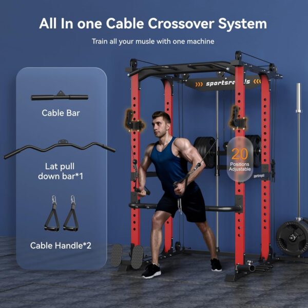 0d3e348cc6ce4753a4b4cca2f9c3d88c Sportsroyals Power Cage,1600lbs Multi-Function Power Rack with Adjustable Cable Crossover System and More Training Attachment, Weight Cage for Home Gym
