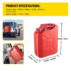 VEVOR Jerry Fuel Can with Flexible Spout System, 5.3 Gallon/20 L