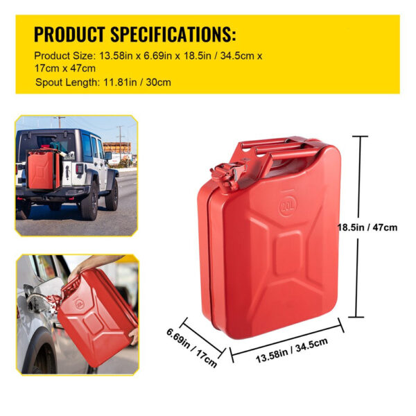 0f24d118fc694bd592f1e2e604ce4815 VEVOR Jerry Fuel Can with Flexible Spout System, 5.3 Gallon/20 L