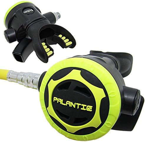 0f319684504e4b03940d248071e39020-1 Palantic AS103 Yoke Regulator & Octopus Combo for Scuba Diving | High-Performance Over-Balanced Regulator, Silicone Mouthpiece, 27" Hose, Large Purge Button, 36" Yellow Octopus Hose
