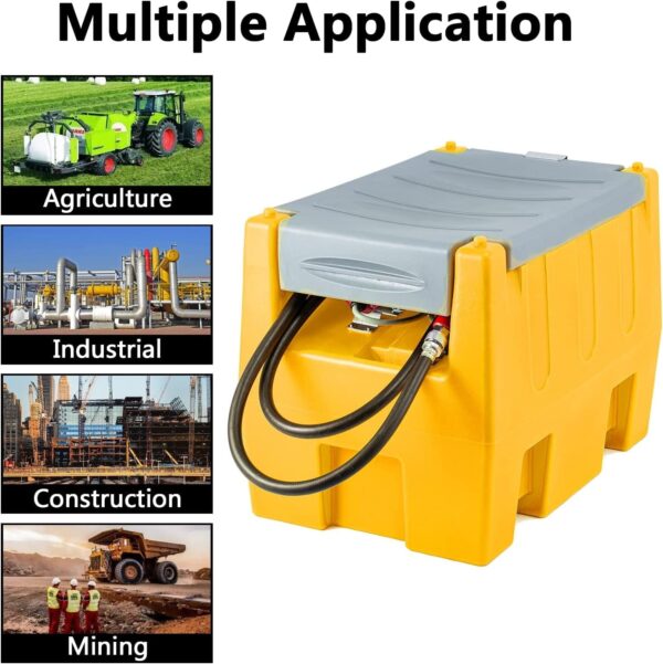 0ff75c3fa4c7468ead4085f29d49392a TECSPACE 58 Gallon Gasoline Tank, Portable Fuel Tank with 12V Electric Fuel Transfer Pump, 40 GPM Gasoline Fuel Tank with 4 Meters Hose for Gasoline Transportation (Yellow, 58 gal)