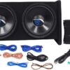 RV12.2B 1200W Dual 12" Car Subwoofer Enclosure+Mono Amplifier+Amp Kit