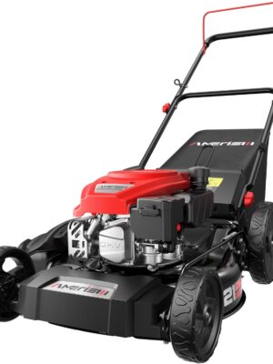 21" Steel Deck Gas Lawn Mower, Heavy-Duty 3-in-1 Push Mower, 144cc 4-Stroke Engine, 6-Position Height Adjustment, Large 1.4 Bushel Grass Catcher, Durable & Efficient for Yard & Garden