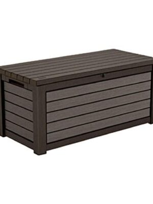 165 Gallon Weather Resistant Resin Deck Storage Container Box Outdoor Patio Garden Furniture, Brown