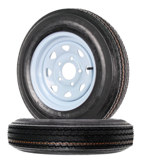 10bb3adc83f54946b469933f1fcce618 Two Trailer Tires On Rims 5.30-12 530-12 5.30 X 12 5 Hole Wheel White Spoke
