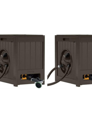 Suncast 125′ Aquawinder Auto Rewind Water Powered Yard Hose Reel, Java (2 Pack)