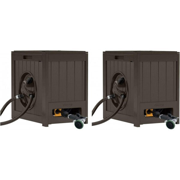 118a260f3d6e4d97987fff27416a29c8 Suncast 125′ Aquawinder Auto Rewind Water Powered Yard Hose Reel, Java (2 Pack)