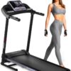 SereneLife Folding Treadmill - Foldable Home Fitness Equipment with LCD for Walking & Running - Cardio Exercise Machine - Preset and Adjustable Programs - Bluetooth Connectivity