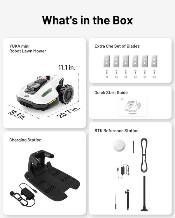 132be924cbe142d88d2305b771720685 YUKA Mini 500H Robot Lawn Mower Reception 0.12 Acre, Max. 0.17 Acre, Ultrasense AI Vision+ RTK Positioning, Auto Mapping, App Control,45% Slope, Cutting Height 2''~3.5'', 3 Mowing Zones