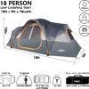 UNP Camping Tent 10-Person-Family Tents, Parties, Music Festival Tent, Big, Easy Up, 5 Large Mesh Windows, Double Layer, 2 Room, Waterproof, Weather Resistant, 18ft x 9ft x78in