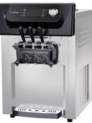 2200W Commercial Ice Cream Machine, 3 Flavor Soft Serve Ice Cream Machine, 5.3-7.4 Gal/Hr, with LCD Touch Screen, Automatic Cleaning, High Productivity for Home Snack Bar & Restaurants