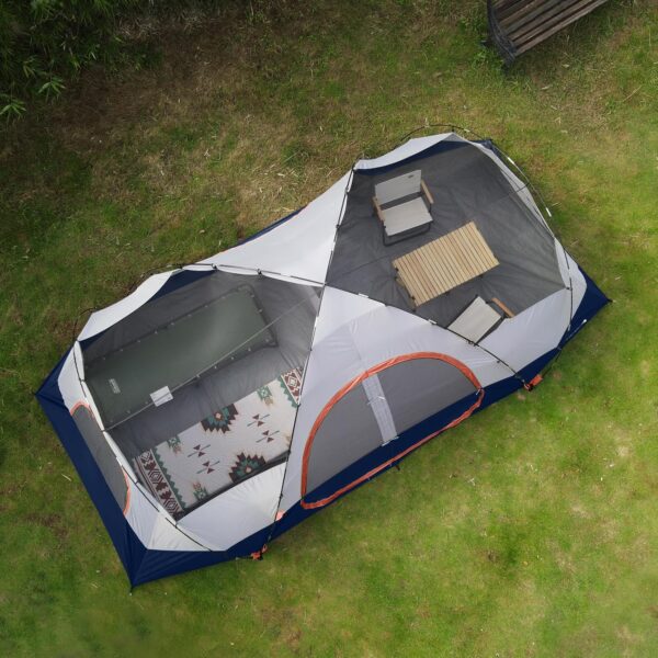 164619a0c224413dbb67f392e065e8a7 UNP Camping Tent 10-Person-Family Tents, Parties, Music Festival Tent, Big, Easy Up, 5 Large Mesh Windows, Double Layer, 2 Room, Waterproof, Weather Resistant, 18ft x 9ft x78in