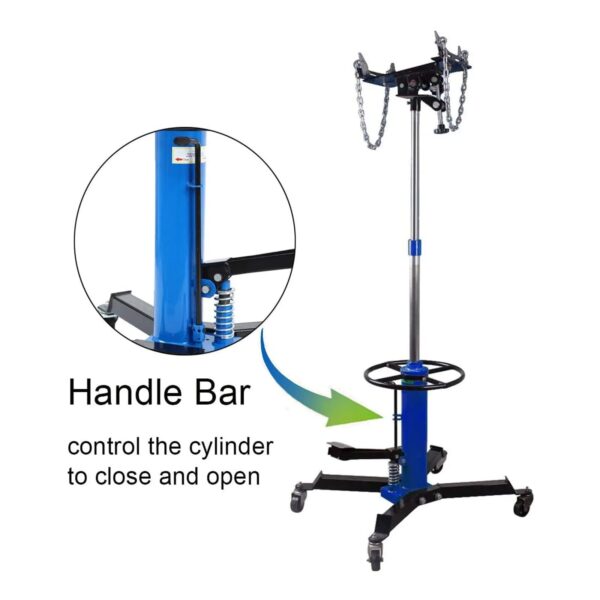 17207b6a54944c4a8c9430fa5fcef6c3 1660 Pounds Hydraulic Car Transmission Jack Vertical Lift with 360° Swivel Wheel Pedal ,Blue,33"-70"(0.75Ton)