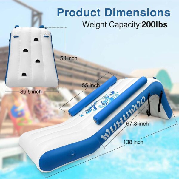 189d31c8c97643868eb59ab64d0f6dd0 Pontoon Waterfall Slide, Inflatable Pontoon Boat Water Slide for Kids Backyard Pool Sea, Electric Air Pump & Storage Bag