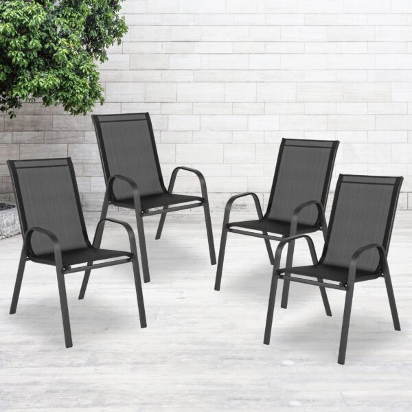 1946af9d6ee94660916f9fa80a31cd17 4 Pack Brazos Series Black Outdoor Stack Chair