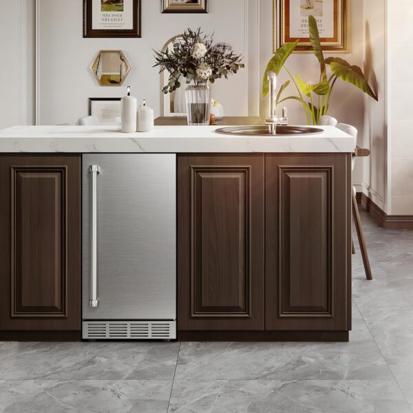 19808667e0254919b53f87b113c64e09 15 Inch Outdoor Refrigerator, Weather Proof Stainless Steel Beverage Beer Cooler Under Counter Fridge, Indoor/Outdoor Refrigerator with 3 Shelves for Patio Kitchen and Commercial Use
