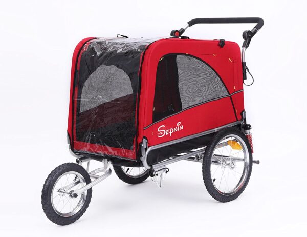 19b05d76f33b433fa541d61d49ed2bd8 3 in 1 Luxury Large Sized Bike Trailer Bicycle Pet Trailer/Jogger/Dog Cage with Suspension 10308