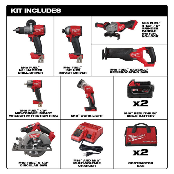 19b922584d6b4c5088ee396afeec59bc 18V M18 Lithium-Ion Brushless Cordless 7-Tool Combo Kit 5.0 Ah