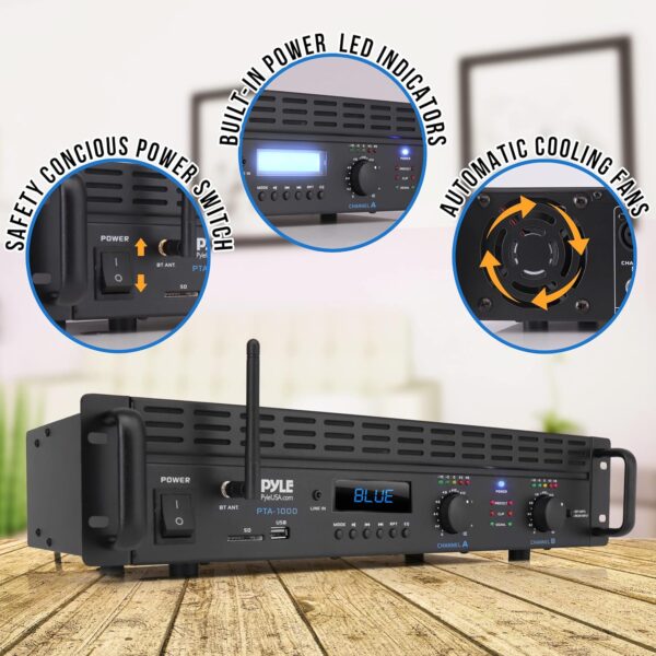 19cff75d6a274a078107066a8a7926a1 2-Channel Bluetooth Power Amplifier - 2000W Bridgeable Rack Mount Pro Audio Sound Wireless Home Stereo Receiver w/TRS XLR Input,LCD, Bridge Mode, Cooling Fan - Entertainment Speaker System