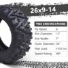 26x12x12 Atv Tires, Set of 2 Atv Tires 26x12-12 6PR, All Terrain Atv/Utv Off-Road Tires, Black
