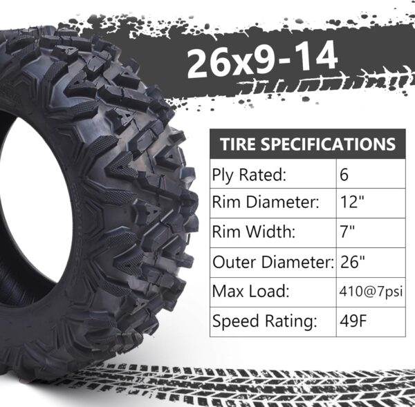 1b87145dbe0e4a13898d7309e521b5a8 26x12x12 Atv Tires, Set of 2 Atv Tires 26x12-12 6PR, All Terrain Atv/Utv Off-Road Tires, Black