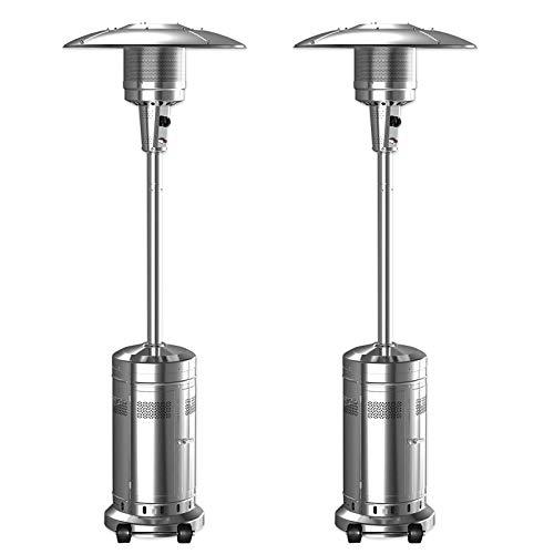 1bcfcf7e41cd4754927edc5825d4655f 2 Set 48,000-BTU Umbrella Patio Propane Heater with Wheels,Stainless Steel Patio Heater,Stainless Steel Floorstanding Liquid Propane Heater Outdoor Patio,Patio Heater Standing Outdoor (Color:Silver)