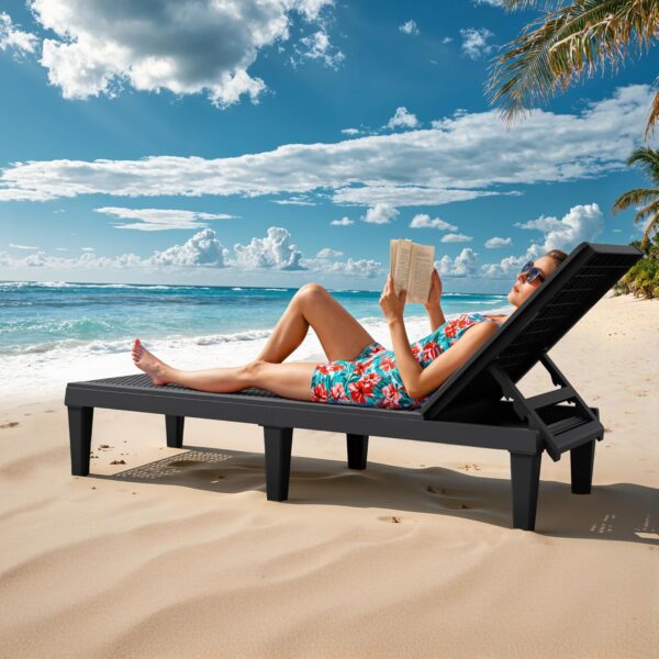 1bd8b74d2b9e4012a6e6a037a8b30fda Outdoor Chaise Lounge Chair Set of 2 for Patio Poolside, Waterproof & Adjustable & Easy Assembly Sun Lounger for Outside Deck, Pool, Beach, Black