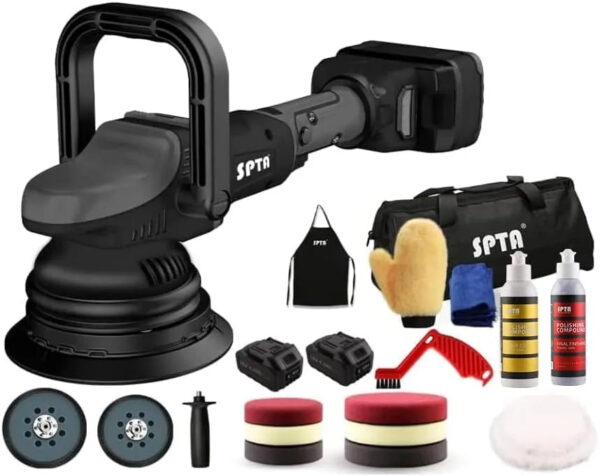 1c1a15e01ff3455489053932ec094dc8 18V Cordless Car Polisher, 15mm Orbit 2000-4800 OPM Portable Buffer Polisher with 7 Variable Speed 2Pcs 4.0Ah Battery, 6 Sponge Pads,2 Wool Pad, Tool Bag for Car Polishing, Waxing