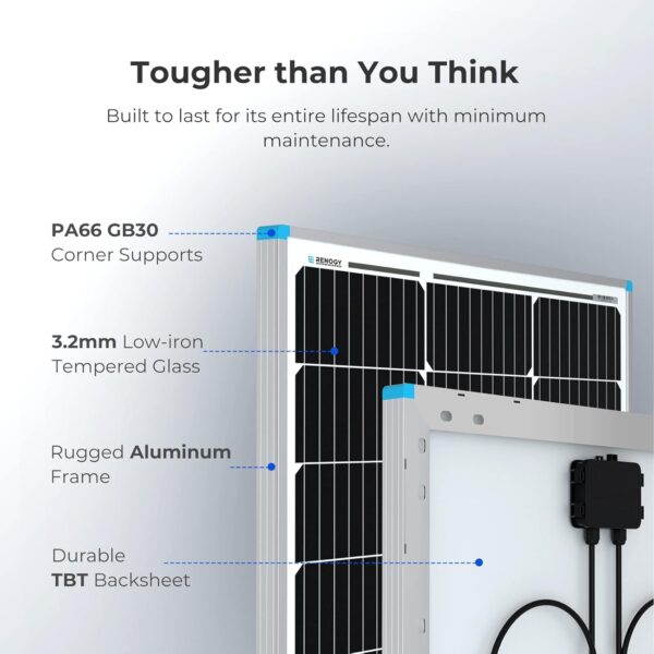 1ce22a014b3942088506de8753895c72 Solar Panel 100 Watt 12 Volt, High-Efficiency Monocrystalline PV Module Power Charger for RV Marine Rooftop Farm Battery and Other Off-Grid Applications, RNG-100D-SS, Single 100W