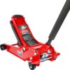 3 Ton Low Profile, Aluminum and Steel Racing Floor Jack with Dual Pistons Quick Lift Pump for Sport Utility Vehicle, Lifting Range 3-15/16" min to 18-5/16" max, Red