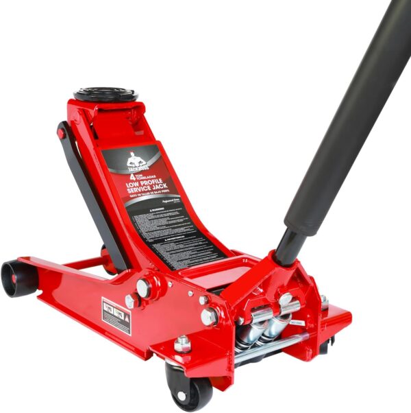 3 Ton Low Profile, Aluminum and Steel Racing Floor Jack with Dual Pistons Quick Lift Pump for Sport Utility Vehicle, Lifting Range 3-15/16" min to 18-5/16" max, Red