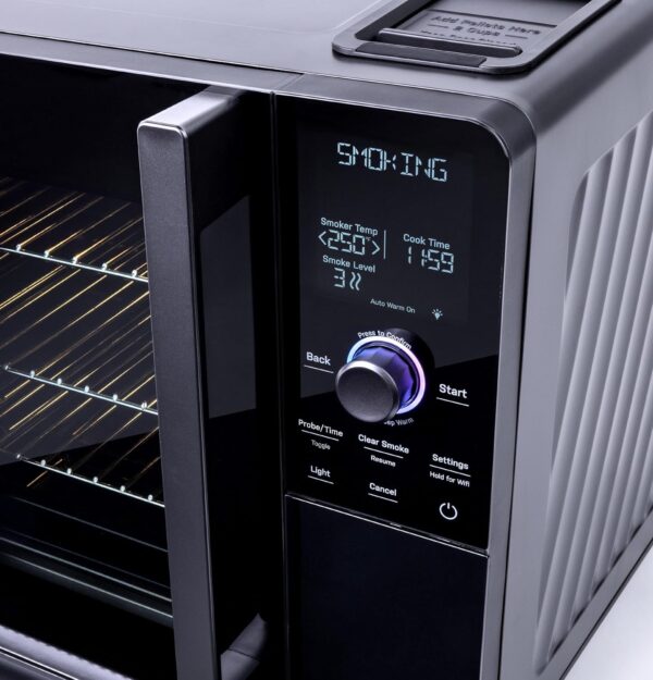 1d24f4f25e9b4ea28db8252a79223584 Smart Indoor Pellet Smoker, with Active Smoke Filtration, 5 Smoke Control Settings, WiFi Connected, Electric, Countertop BBQ Appliance, Black